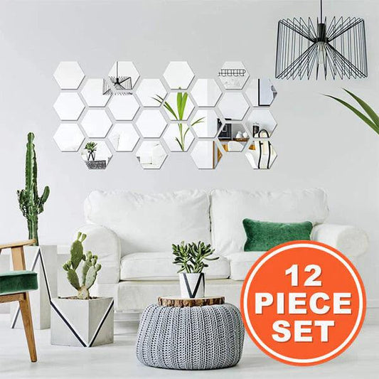 Samoljepljive Naljepnice sa Šestougaonim Ogledalom (12 komada) | HEXAGEM