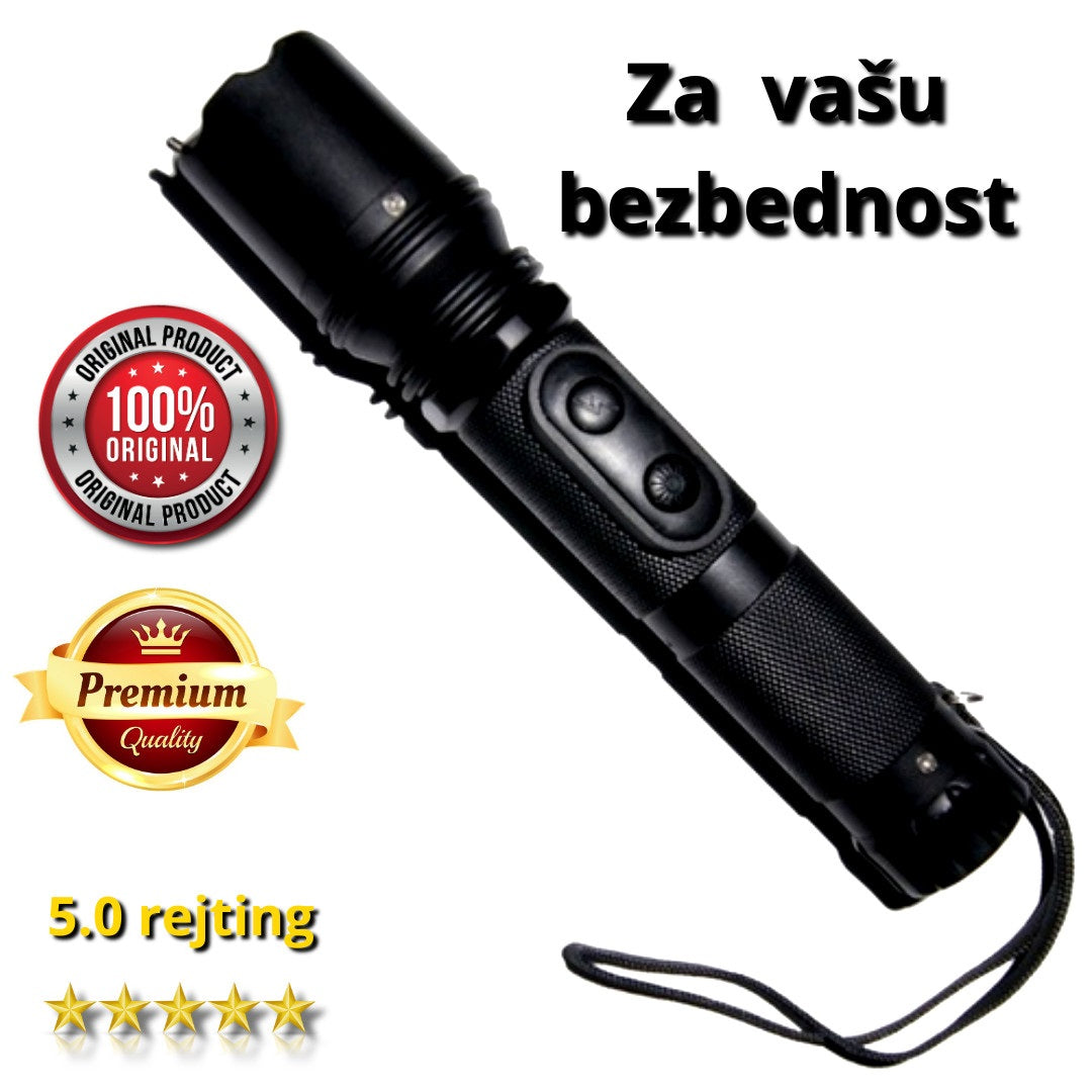 Baterijska lampa sa elektrošokerom za odbranu